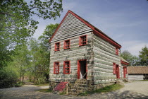 Ireland, County Tyrone, Omagh, Ulster American Folk Park, the Pennsylvania farmhouse.