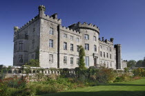 Ireland, County Sligo, Markree Castle hotel, angular view of the castle with section of the gardens in foreground.