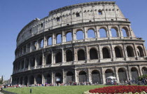 Italy, Lazio, Rome, Exterior of the Roman Colosseum.