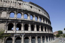 Italy, Lazio, Rome, Exterior of the Roman Colosseum.