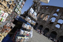 Italy, Lazio, Rome, Souvenir Stall outside the Colosseum.