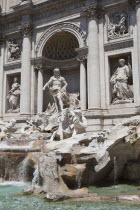 Italy, Lazio, Rome, Piazza di Trevi, the baroque Trevi Fountain by Nicola Salvi 1762 against the Palazzo Poli .