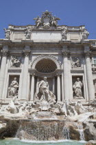 Italy, Lazio, Rome, Piazza di Trevi, the baroque Trevi Fountain by Nicola Salvi 1762 against the Palazzo Poli .