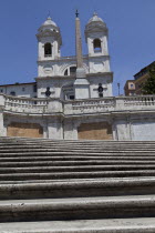 Italy, Lazio, Rome, Spanish Steps and the Church of Trinita dei Monti.