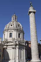 Italy, Lazio, Rome, Santissimo Nome di Maria al Foro Traiano & Trajan's column. 