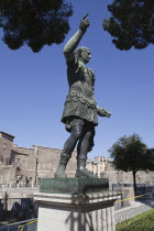 Italy, Lazio, Rome, Statue of a Roman figure on the Via del Foni Imperiali.
