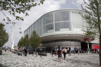 England, London, Entrance of Emirates Air Line Greenwich Peninsula terminal.