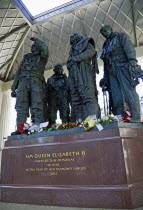England, London, Green Park, Aircrew sculptures at the RAF Bomber Command Memorial, unveiled by HM Queen Elizabeth II on the 28th June 2012.