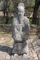 Vietnam, Hue, A stone statue of a man at the tomb of Emperor Tu Duc.