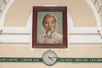 Vietnam, Ho Chi Minh City, Portrait of Ho Chi Minh inside the Central Post Office.