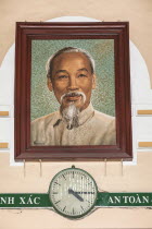 Vietnam, Ho Chi Minh City, Portrait of Ho Chi Minh inside the Central Post Office.