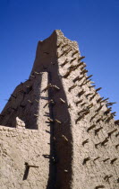 Mali, Timbuktu, Exterior of the Sankore Mosques, constructed from mud.