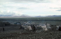 China, Tibet, Kalash, Pilgrim tents encampment in the semi desert.