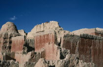 China, Tibet, View of the Kings Palace hilltop ruins.