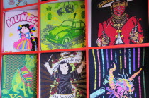 Mexico, Federal District, Mexico City, Condesa District, Detail of display in shop selling contemporary t-shirt designs.