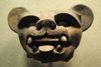 Mexico, Federal District, Mexico City, Museo Nacional de Antropologia, Vase 200 BC-500 AD in the form of an animal head.