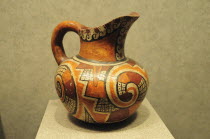 Mexico, Federal District, Mexico City, Museo Nacional de Antropologia, Painted Mixteca ceramic jug from Oaxaca in Ancient Mexico.