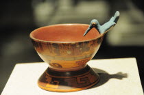 Mexico, Federal District, Mexico City, Museo Nacional de Antropologia, Painted hummingbird goblet, 800-1521 AD.