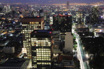 Mexico, Federal District, Mexico City, City view from Torre Latinoamericana at night.