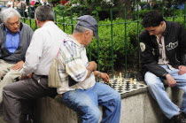 Mexico, Mexico City, Federal District, Chess players in the Alameda Central.