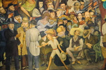 Mexico, Federal District, Mexico City, Detail of the mural  Dream of a Sunday Afternoon in the Alameda by Diego Rivera in the Museo Mural Diego Rivera.