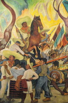 Mexico, Federal District, Mexico City, Detail of mural Dream of a Sunday Afternoon in the Alameda by Diego Rivera in the Museo Mural Diego Rivera.