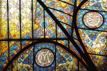 Mexico, Federal District, Mexico City, Detail of Tiffany glass window in the Gran Hotel, Zocalo.