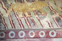 Mexico, Anahuac, Teotihuacan, Detail of wall mural depicting puma.