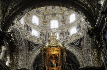 Mexico, Puebla, Baroque Capilla del Rosario or Rosary Chapel in the Church of Santo Domingo. Ornately decorated interior with gilded stucco and onyx stonework.