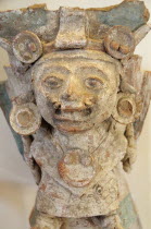 Mexico, Puebla, Cholula site museum, Clay figure of Huehueteotl the God of fire.