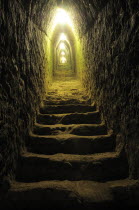Mexico, Puebla, Narrow, exploratory tunnels within the pyramid of Cholula.