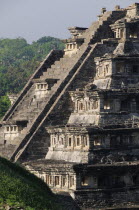 Mexico, Veracruz, Papantla, El Tajin archaeological site, Part view of Pyramide de los Nichos.