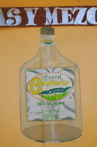 Mexico, Oaxaca, Sign advertising Mezcal.