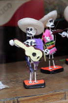 Mexico, Oaxaca, Skeleton figures for Dia de los Muertos or Day of the Dead festivities.