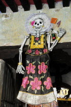 Mexico, Oaxaca, Skeleton decoration for Dia de los Muertos or Day of the Dead festivities.