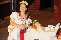 Mexico, Bajio, Guanajuato, Street theatre performance during Cervantino festival.