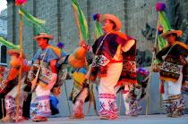 Mexico, Jalisco, Guadalajara, Plaza Tapatia, Dancers from Guerrero State performing at carnival.