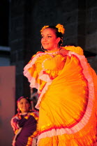Mexico, Jalisco, Guadalajara, Plaza Tapatia, Dancer from Jalisco State at Carnival.