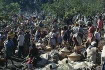 West Indies, Haiti, Busy market scene.