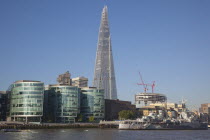 England, London, Southwark southbank, The Shard skyscraper designed by Renzo Piano in the city's London Bridge Quarter.