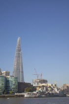 England, London, Southwark southbank, The Shard skyscraper designed by Renzo Piano in the city's London Bridge Quarter.