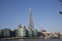 England, London, Southwark southbank, The Shard skyscraper designed by Renzo Piano in the city's London Bridge Quarter.