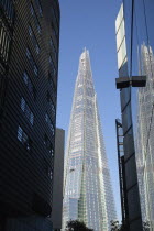 England, London, Southwark southbank, The Shard skyscraper designed by Renzo Piano in the city's London Bridge Quarter.