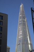 England, London, Southwark southbank, The Shard skyscraper designed by Renzo Piano in the city's London Bridge Quarter.