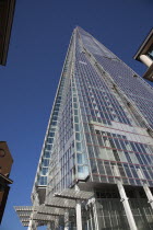 England, London, Southwark southbank, The Shard skyscraper designed by Renzo Piano in the city's London Bridge Quarter.