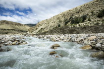 Nepal, Upper Mustang, High mountain river near Lo Manthang.