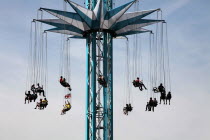 England, London, Southbank, Fairground ride in Jubliee Park.