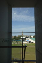 England, East Sussex, Eastbourne, View of the tennis courts in Devonshire Park from the Towner Art Gallery.