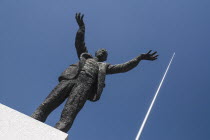 Ireland, Dublin, Jim Larkin and the Spire in O'Connell Street. 