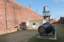 England, Hampshire, Milford on Sea, Second world war defences at Hurst Castle to defend the strategically important Solent.